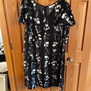 Sejour Black and White Floral Midi Dress